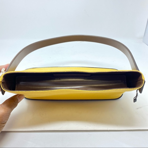 Salvatore Ferragamo Yellow Canvas and Brown Shoulder Bag. - Picture 6 of 11